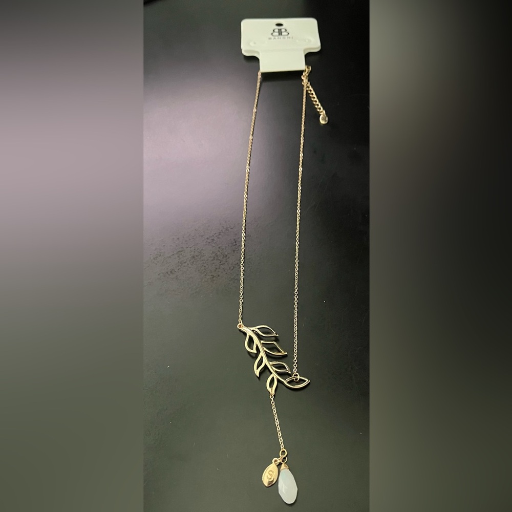 Bansri Elegant Gold Leaf Pendant Initial Necklace